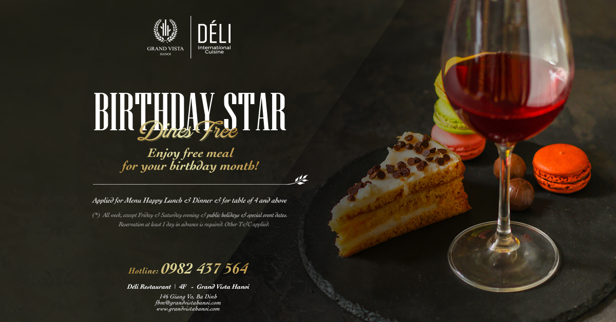 01 FREE Happy Lunch for guest with birthday in the month